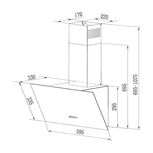 Thumbnail 1 de CIARRA CAB6750 Campana Extractora Cocina 60cm Clase A 350 m³/h 3 Velocidades Recirculación Interna Filtro Carbono Negro