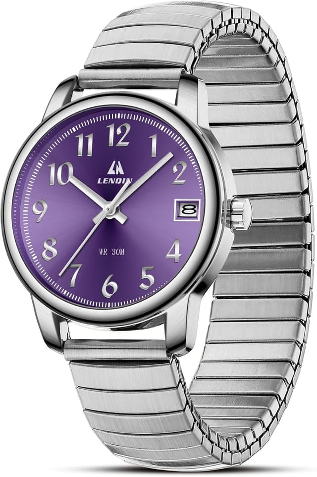 Detalle de LN LENQIN orologio da donna analogico al quarzo in acciaio, impermeabile 3 ATM, cinturino espandibile