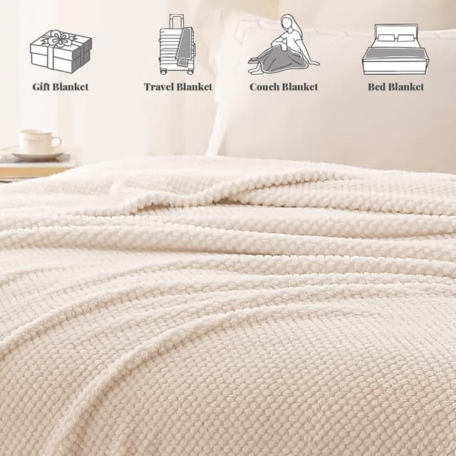 Thumbnail 6 de Whale Flotilla Plaid polaire microfibre 220x240 cm blanc