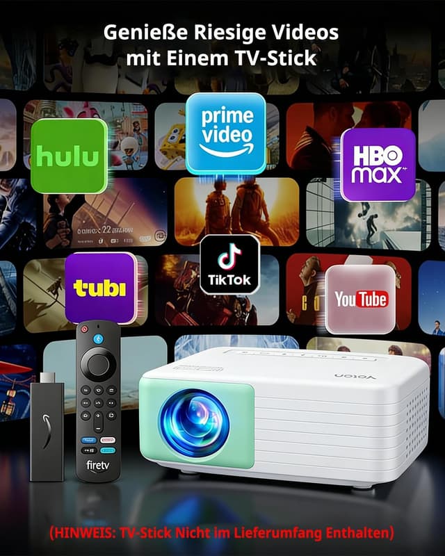 Detalle de YOTON Y3 Mini Beamer – tragbarer Projektor mit integriertem Lautsprecher und drehbarem Ständer (grün)