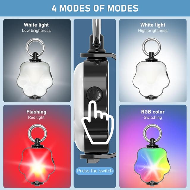 Detalle 2 de 4-Mode LED dog light, 2 pack USB rechargeable