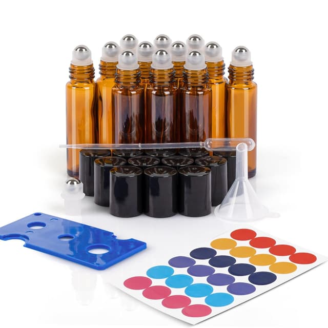 Detalle de ComSaf 10 ml Roll-on Glasflaschen (Anti-UV) im 12er Set – leer zum Befüllen