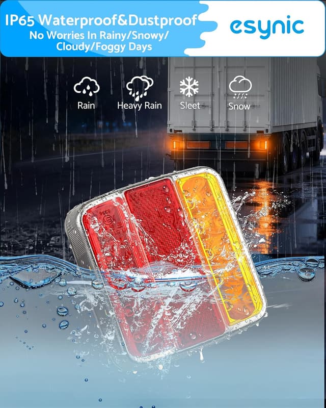 Detalle de eSynic 2 Pack Magnetic 18 LED Trailer Light Kit (12V, 7-pin, magnetic mount, IP65 waterproof) with 7.5m cables