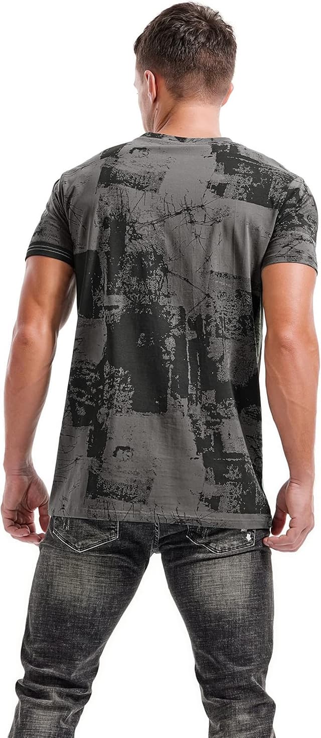 Detalle de RONOMO Herren-T-Shirt aus 95% Baumwolle & 5% Spandex mit Mikroelastik und hautfreundlichem Tragegefühl