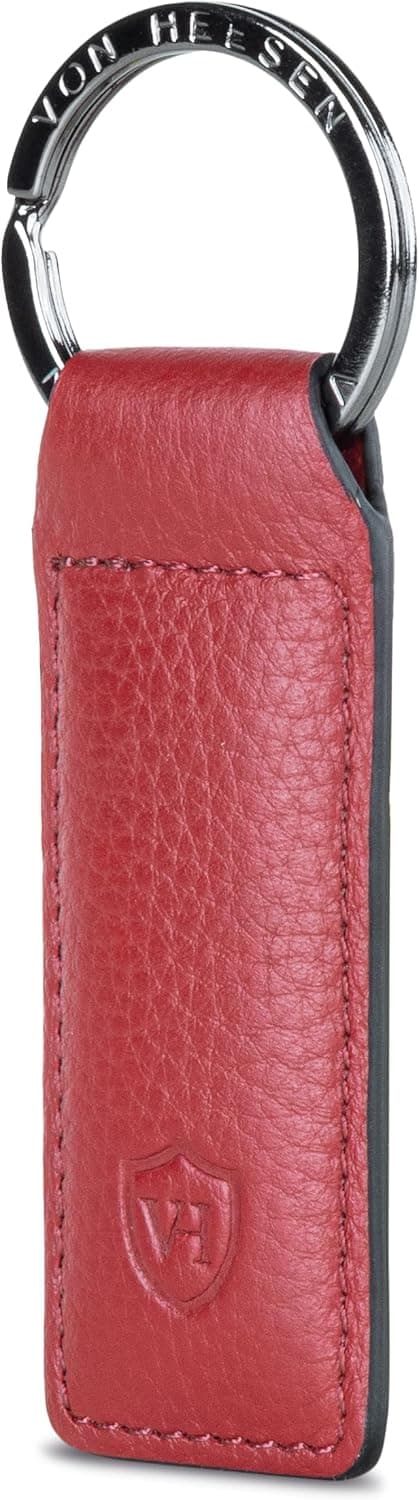 Detalle de VON HEESEN® Leder-Schlüsselanhänger mit Geschenkbox und Schlüssel-Organizer (Rot)