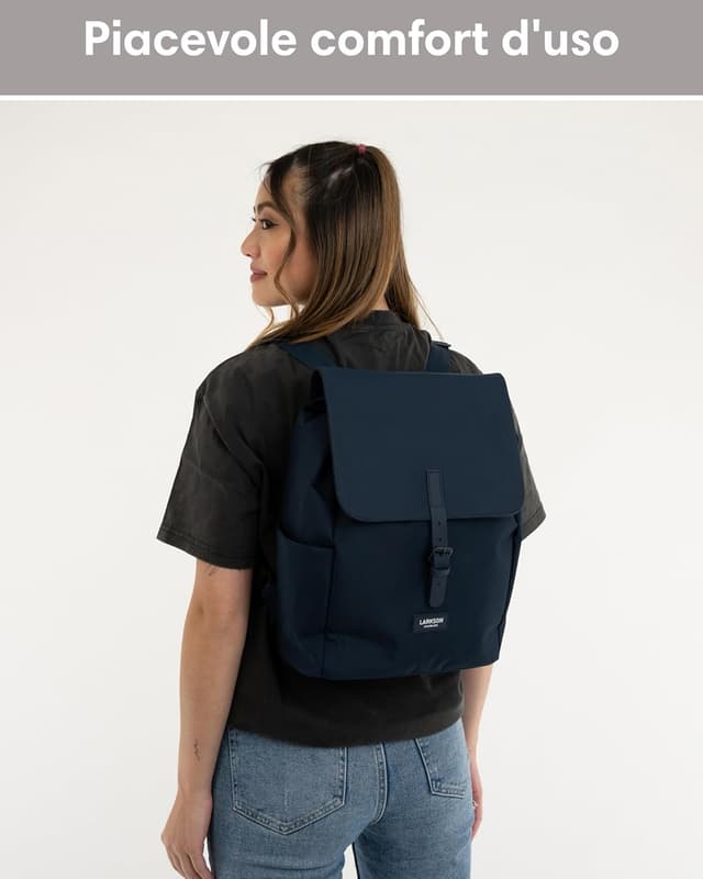 Detalle 2 de LARKSON Ida zaino zainetto donna blu con porta PC fino a 13 pollici (PET riciclato, idrorepellente)