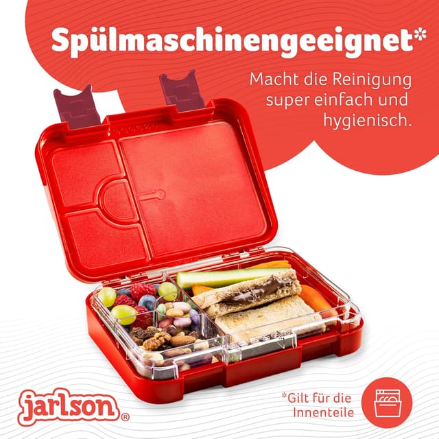 Detalle 2 de Jarlson TONI Kinder-Brotdose mit Fächern „DINOSAURIER 2.0“ – auslaufsicheres Bento für Kindergarten und Schule