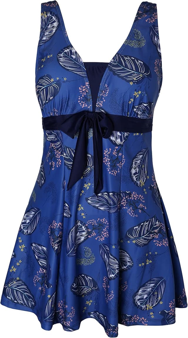 Thumbnail 6 de ECUPPER women’s plus size one-piece skirted swimsuit with tummy control and built-in shorts