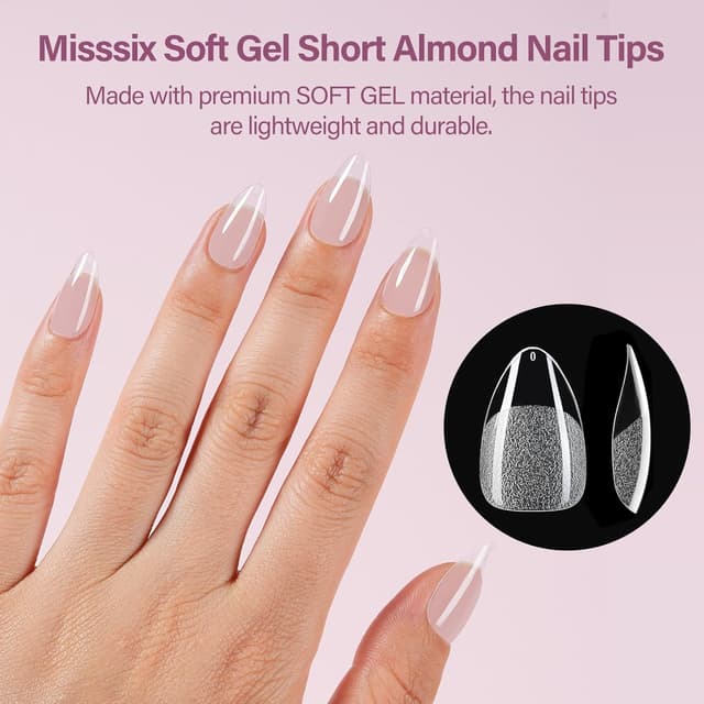 Thumbnail 5 de Misssix Short Almond Gel Nail Tips Kit 216Pcs