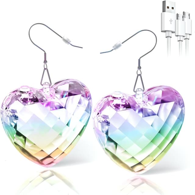 Detalle de PUFIER LED Ohrringe Rhombic Discokugel – 16 Lichtmodi, wiederaufladbar