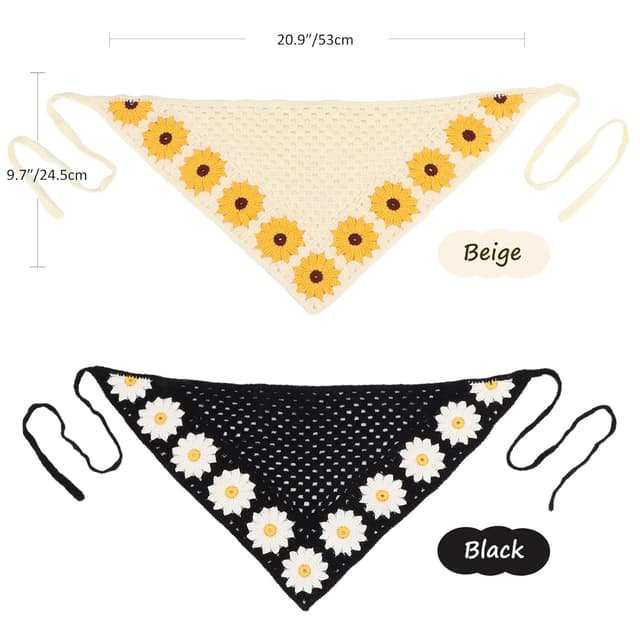 Detalle de DRESHOW 2er-Set Damen Boho Stirnbänder / Dreieck-Kopftücher aus Polyester – elastisch zum Binden