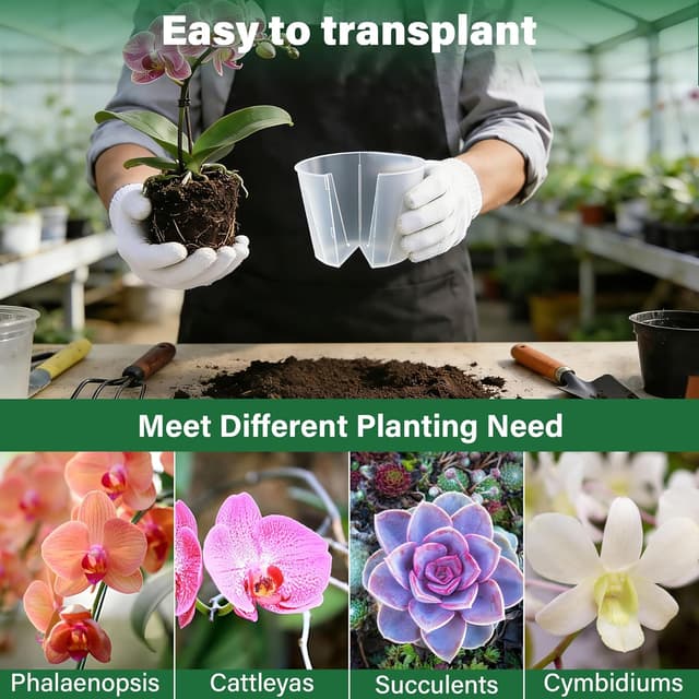 Thumbnail 5 de Bonviee 12-Pack Side-Open Orchid Pots 13cm