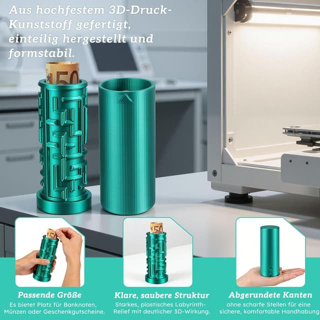 Detalle 2 de Anruzon Upgrade Wunscherfüller Geldgeschenk- Labyrinthbox in Blau-Grün (10 x 4 cm)