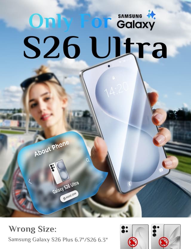Detalle 2 de MAGIC JOHN for Samsung Galaxy S26 Ultra Screen Protector (6.9-inch), 9H Tempered Glass, Fingerprint Unlock, 2-Pack