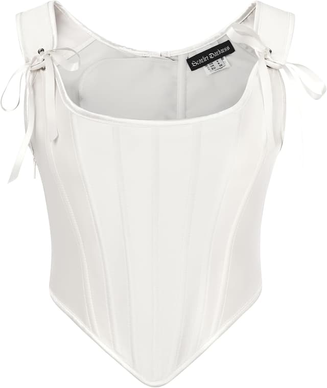 Detalle de SCARLET DARKNESS Corset Renaissance vintage pour femme en satin noir, à lacets (style renacentiste)