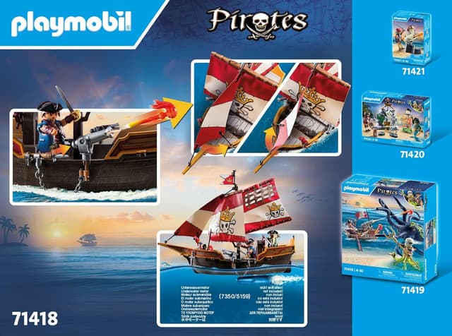 Detalle 2 de PLAYMOBIL Pirate Ship 101-piece set