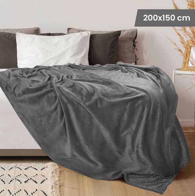Thumbnail 1 de Utopia Bedding Kuscheldecke 200x150 Grau Flausch Fleecedecke