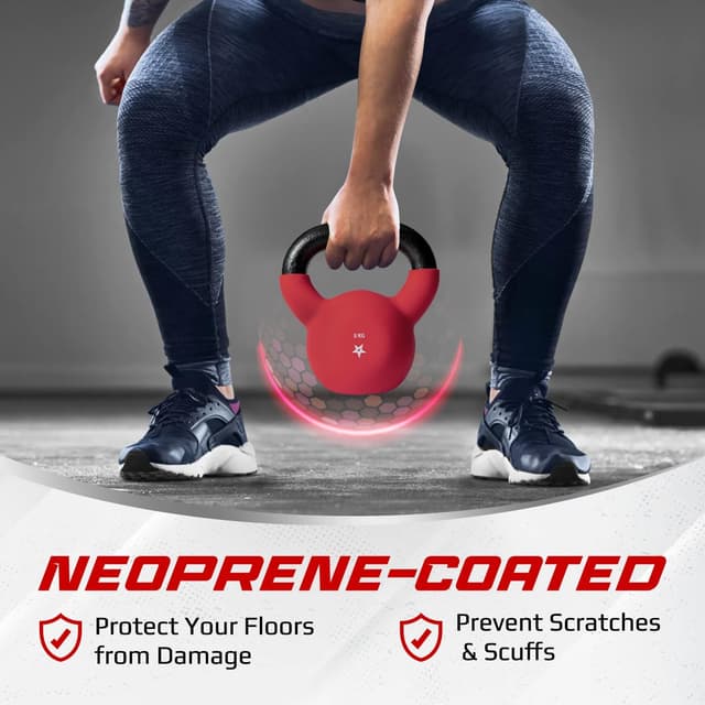 Detalle de Yes4All 2–20kg neoprene coated cast iron kettlebell set (single) with textured handle