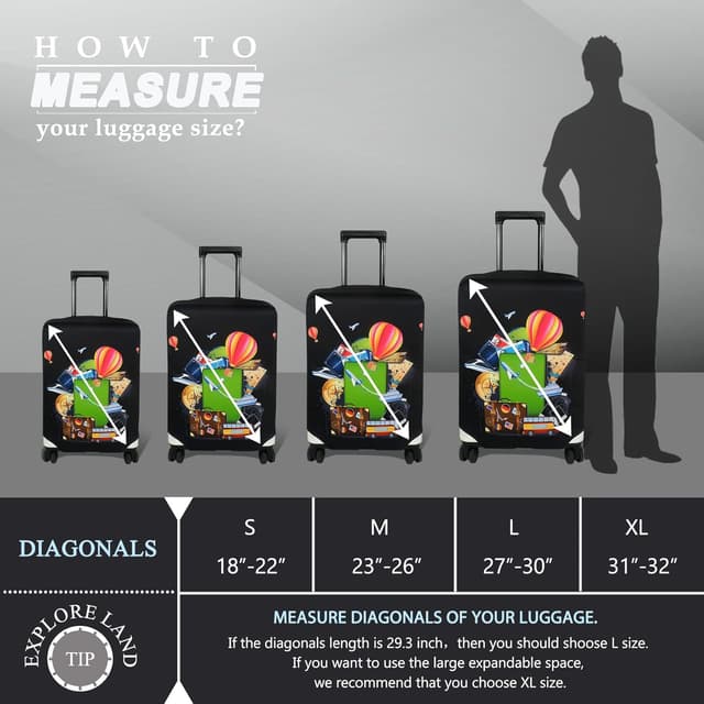 Thumbnail 4 de Explore Land Travel Luggage Cover 18-32 Inch