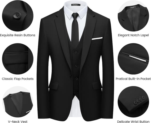 Thumbnail 4 de WULFUL Men’s Slim Fit 3-piece Suit 👔