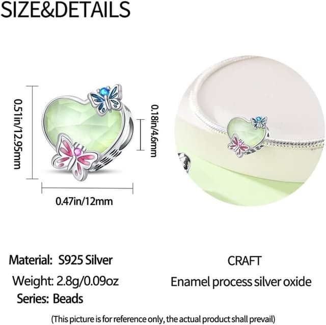 Detalle de KUNSIR Charm-Anhänger Damen aus 925 Sterling Silber mit Zirkonia (für Armband- und Halsketten-Charm-Systeme, C5)