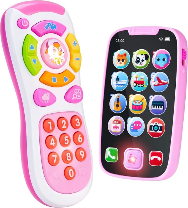 Detalle de JOYIN Kids Smart Phone Toy with Remote Control (Learning & Music Bundle) – Pink
