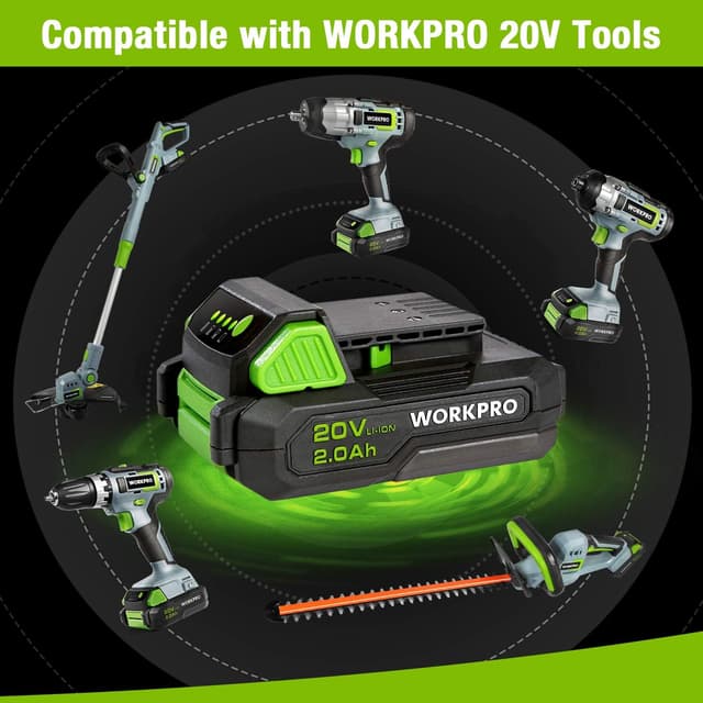 Detalle de Batteria WORKPRO 20V 2,0Ah agli ioni di litio da 430 g (compatibile solo con elettroutensili WORKPRO 20V)