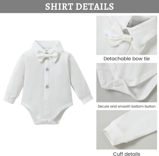 Detalle de ZOEREA Baby Jungen Gentleman Anzug (0–18 Monate) mit Hemd, Fliege, Weste, Korsage und Hosenträger