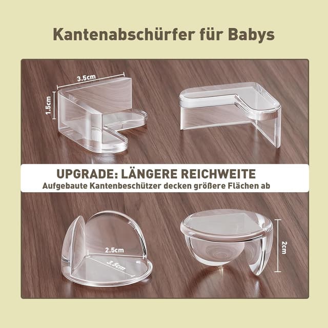Thumbnail 6 de MOWLIE Kantenschutz Baby (20 Stück) mit Eckenschutz – transparente selbstklebende PVC-Möbelkantenschützer für Tische & Schränke