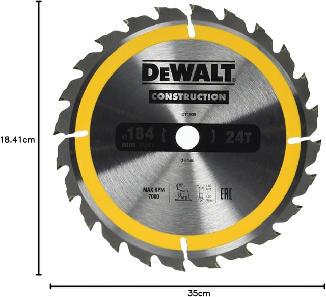 Detalle 2 de DEWALT DT1939-QZ lama circolare per seghe portatili (184 x 16 mm, 24 denti)