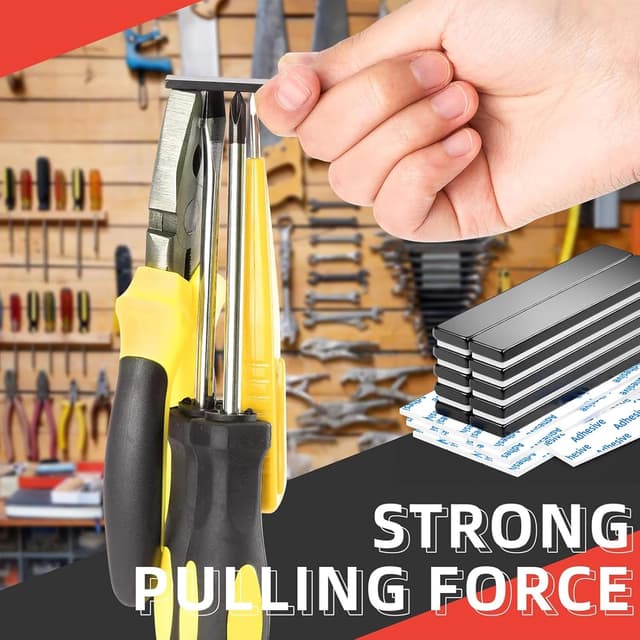 Thumbnail 6 de Grtard 20-Pack Neodymium Magnets (60 x 10 x 3 mm) with Double-Sided Adhesive Strips