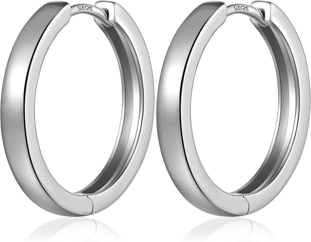 Detalle de jiamiaoi Weißgold-plattierte Creolen aus 925 Sterling Silber (nickelfrei) – große Damen-Ohrringe in 30/40/50 mm