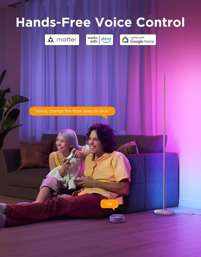 Detalle de Govee RGBIC Floor Lamp Gold – smart LED corner lamp with Alexa & Matter, music sync and DIY colours