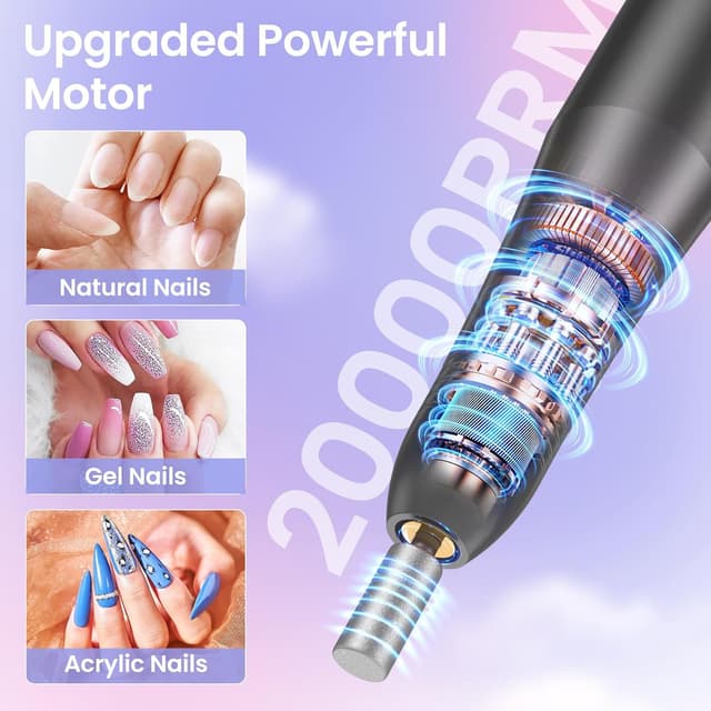 Detalle de Nagelfräser Elektrische Nagelfeile Maniküre Set 20000 u/min