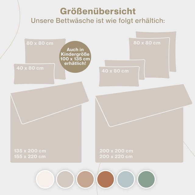 Detalle 2 de Blumtal Musselin Bettwäsche-Set 155x220 cm + 40x80 cm (Oeko-TEX, 100% Baumwolle) – Grau