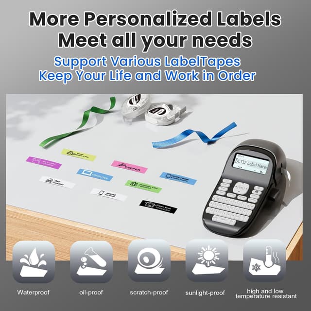 Detalle 2 de Phomemo LT12 étiqueteuse portable Bluetooth avec clavier QWERTY (gris)