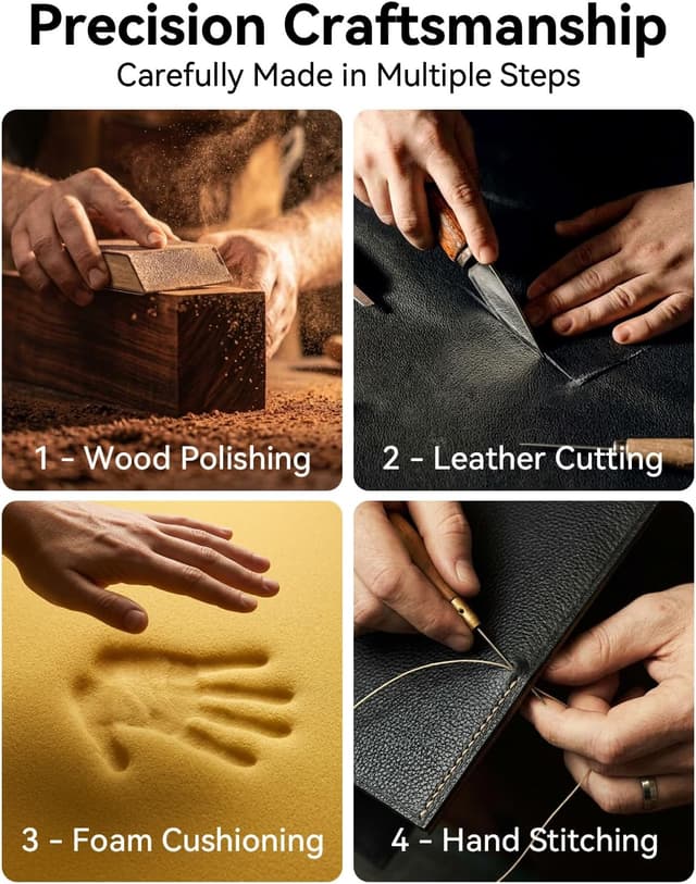 Detalle de ASFSKY Handgelenkauflage für Tastatur mit Nussbaum-Optik – Reposamuñecas gegen Handgelenk-Belastung