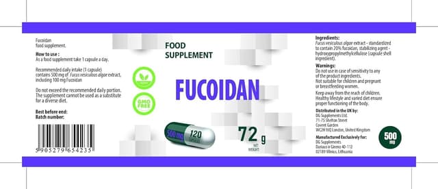 Detalle 2 de Fucoidan Fucus vésiculeux 500 mg en gélules végétaliennes (120 capsules) — certificat d’analyse AGROLAB