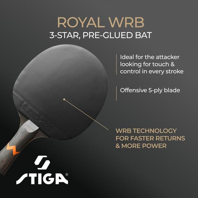 Detalle 2 de STIGA Royal WRB Table Tennis Racket (3-Star ITTF approved) – Offensive 5-Ply with WRB System