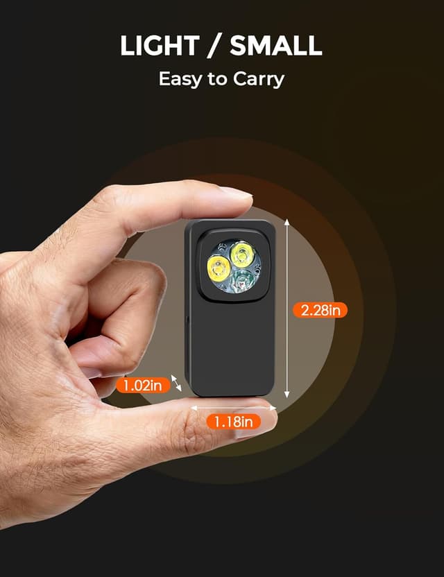 Detalle de Aqash Clip on Torch Rechargeable 600 Lumens EDC Magnetic Pocket Flashlight (Black)