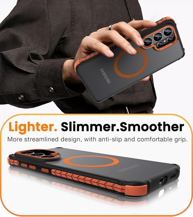 Thumbnail 6 de DEERLAMN Strong Magnetic Case for Samsung Galaxy S26 Ultra (6.9-inch, 2025) — Frosted Orange MagSafe-Compatible Drop Protection