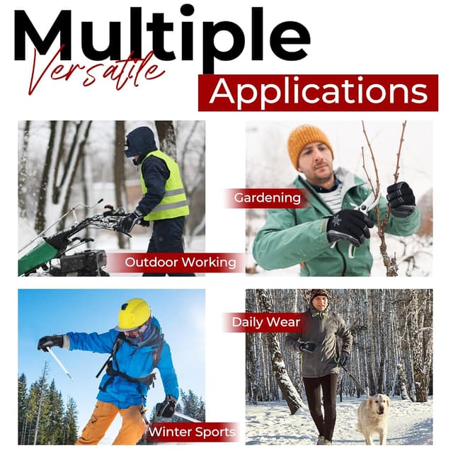 Detalle de HANDLANDY Winter Work Gloves (3M Thinsulate, touchscreen, waterproof/windproof) – Black Grey, size M