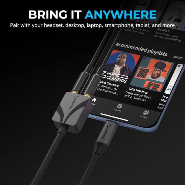 Detalle de SABRENT USB-C to 3.5mm Audio Adapter, 24-bit