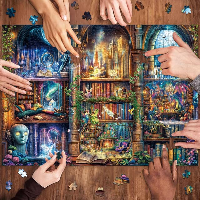Detalle de Enchanted Library 1000-piece jigsaw puzzle