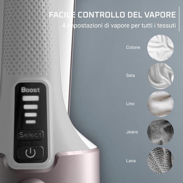 Detalle de Rowenta Pure Force DR8720F0, ferro da stiro 2-in-1 verticale e orizzontale con vapore rapido