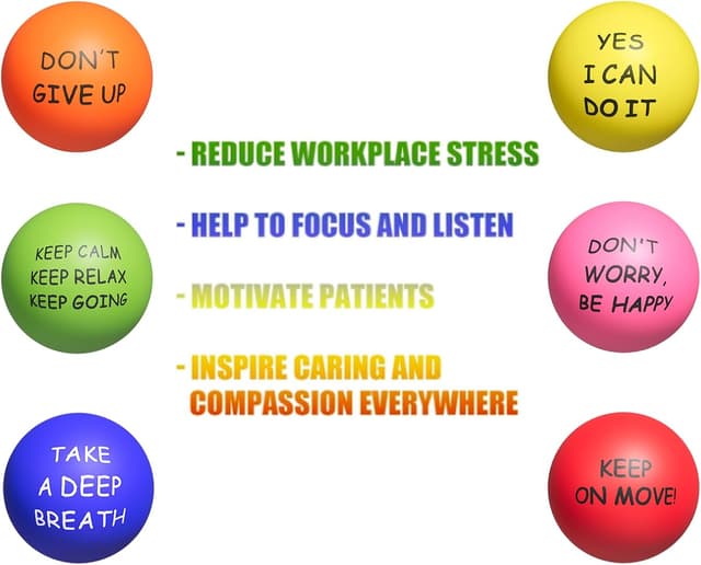 Detalle de KDG Motivierende Stressbälle für Erwachsene & Kinder (6er-Set) – Stressabbau mit Quetsch-Action