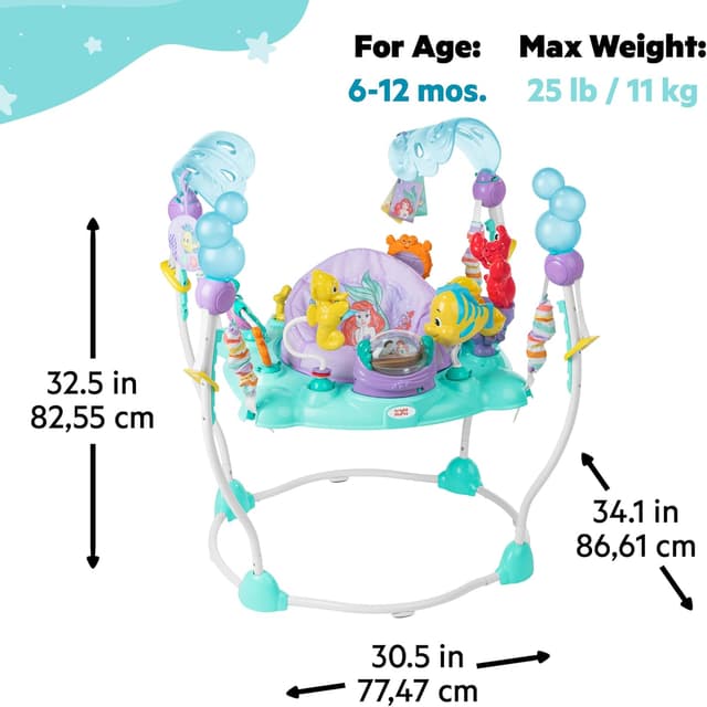Detalle 2 de Bright Starts Sea of Activities, Saltador de Bebés Ariel Disney🧜♀