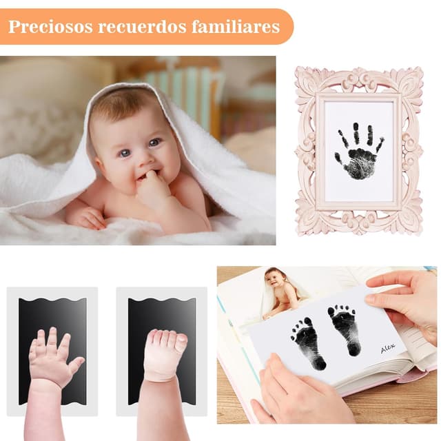 Detalle 2 de Baby Fußabdruck & Handabdruck Set (6-teilig) für 0–6 Monate – Nabance Pfotenabdruck Erinnerungsset