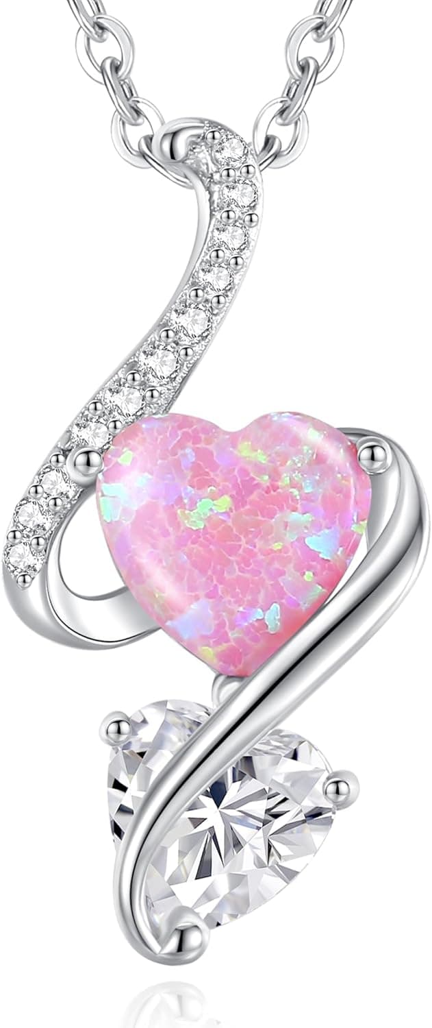 Thumbnail 6 de LOUISA SECRET Frauen Opal Halskette „Infinity Double-Heart“ aus 925 Sterling Silber