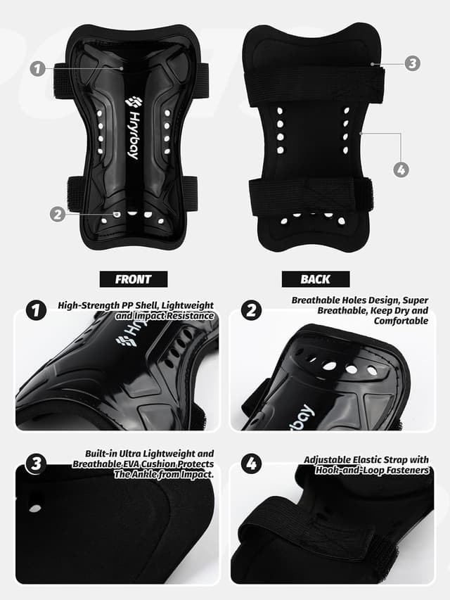 Detalle de Hryrbay Kids Soccer Shin Guards and Socks (Toddler Sizes 3–15) with Double Elastic Straps
